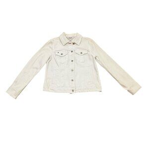 Vintage 90s EV1 White Denim Jacket LOVE Back Graphic Size M